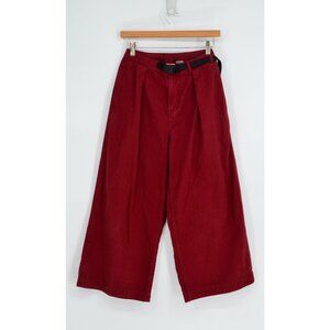 Gramicci USA Belted Wide Leg Pants Dark Red Baggy Pleated Streetwear Womens XS